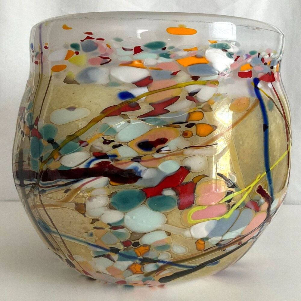 John Gerletti - Hand Blown - Abstract - Glass Vase - Signed 2004 Collectible!!!
